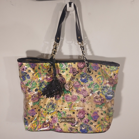 Betsey Johnson Handbags - Betsey Johnson Floral Tote Bag - Gold and Multicolor